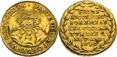 House of Habsburg | RDR Frederick I, House of Habsburg Gold Token 1619 (2 Ducat). Coronation of bohemian king in Prague. Prague. Very rare! Friedrich von der Pfalz, RDR Goldjeton 1619 (2 Dukat). Krönu