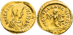 Byzantine Empire | Byzantinisches Reich Anastasius I, Byzantine Empire Tremissis. Constantinople. Weakly struck.. Anastasius I., Byzantinisches Reich Tremissis. Konstantinopel. Prägeschwäche.. Anastas
