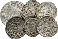 House of Habsburg | RDR Ferdinand III, House of Habsburg Silver coins (6 pcs). 3 Kreutzer 1630 Glatz, 5x Denar KB (6 pcs). Klodzko. Nice luster in the fields. Ferdinand III., RDR Silber Münzen (6 Stk)