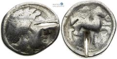 Celts | Kelten Pannonia and Balkan, Celts Tetradrachm. Imitation of Philip II tetradrachms (359–336 BC) Test cut. Pannonien und Balkan, Kelten Tetradrachme. Imitation von Tetradrachmen Philipps II. (3