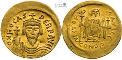 Byzantine Empire | Byzantinisches Reich Phocas, Byzantine Empire Solidus. Constantinople. Rest of lustre in the fields. Slightly bent. Phocas, Byzantinisches Reich Solidus. Konstantinopel. Überreste d