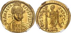 Monnaies Romaines Théodoric (493-526) Solidus frappé sur le type d'un solidus d'Anastase (493-526) Magnifique exemplaire d'une qualité exceptionnelle. 4.45g. Metlich 4 FDC Exceptionnel - NGC MS* (5/5 