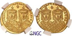 Byzantine - Léon IV et Constantin VI (776-780) - Solidus - Constantinople (776-778) Av. : bustes diadémés de Léon IV et Constantin VI vêtus de la chlamyde. Rv. : bustes diadémés de Léon IV et Constant