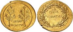 MONNAIES ROMAINES Auguste (27-14) Aureus - Colonia Caesaraugusta ? (19-18) Très rare et d'une qualité exceptionnelle. Probablement le plus bel exemplaire connu. Exemplaire de la vente Leu 48 du 10 mai