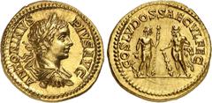 MONNAIES ROMAINES Caracalla (198-217) Aureus - Rome (204) Rarissime - De très bon style et d'une qualité exceptionnelle. Exemplaire de la vente Lanz 58 du 21 novembre 1991, N°700 et de la vente Lanz 6