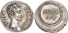 MONNAIES ROMAINES Auguste (27-14) Denier - Caesaraugusta (19-18). Rare et magnifique exemplaire. Exemplaire de la vente Roma Numismatics XII du 29 septembre 2016, N°611. 3.82g - RIC I 42a - BMC 334. S