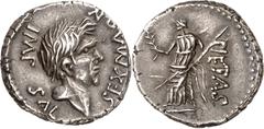 Roman Coins Sextus Pompée Denier - Espagne (45-44) Très rare et magnifique exemplaire. Exemplaire d'une grande rareté, probablement le plus beau connu. Exemplaire de la vente Lanz 150 du 13 décembre 2