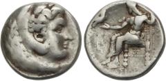 GREEK COINS GREEK COINS Ancient Greece Tetradracma. 336-323 a.C. ALEJANDRO MAGNO. Anv.: Cabeza de Hércules con piel de león a derecha. Rev.: Zeus entronizado a izquierda. 17,02 grs. AR. MBC-.