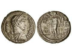 Tetradracma. 126-127 d.C. ADRIANO. ALEJANDRÍA. Anv.: Busto laureado, drapeado y acorazado. Rev.: LENDEKATOU. Equidad en pie a izquierda con balanza y cornucopia. Ve. MBC+.