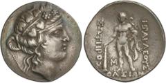 GREEK COINS Ancient Greece Tetradracma. Posterior al 148 a.C. THASOS. ISLAS DE TRACIA. Anv.: Cabeza juvenil de Dionisos a derecha coronada de hojas de hiedra. Rev.: Hércules en pie con maza y piel de 