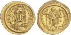 BYZANTINE COINS Byzantine Coins Sólido. (527-565 d.C.). JUSTINIANO I. CONSTANTINOPLA. Anv.: D. N. IVSTINIANVS P. P. AVC. Busto de frente con casco y globo crucífero. Rev.: VICTORIA AVGGGO CONOB. Estre