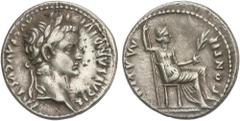 ROMAN COINS: ROMAN EMPIRE Roman Coins Denario. 14-37 d.C. TIBERIO. Anv.: TI. CAESAR DIVI AVG. F. AVGVSTVS. Cabeza laureada de Tiberio a derecha. Rev.: PONTIF. MAXIM. Livia sentada a derecha en silla o