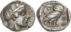 GREEK COINS Ancient Greece Tetradracma. 465-460 a.C. ATENAS. ÁTICA. Anv.: Cabeza de Atenea con yelmo a derecha con ojo central. Rev.: Lechuza en pie a derecha, detrás creciente y rama de olivo, todo d