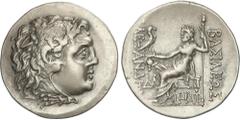 GREEK COINS Ancient Greece Tetradracma. 150-125 a.C. EN NOMBRE Y TIPOS DE ALEJANDRO III. MESEMBRIA. TRACIA. Anv.: Cabeza de Hércules con piel de león a derecha. Rev.: Zeus entronizado a izquierda, det