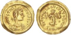 BYZANTINE COINS Byzantine Coins Tremisis. JUSTINIANO I (527-565 d.C.). CONSTANTINOPLA. Anv.: D.N. IVSTINIANVS P.P. AVG. Busto diademado a derecha. Rev.: VICTORIA AVGVSTORVM. En exergo: CONOB. Victoria