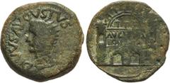 CELTIBERIAN COINS Peseta Period Dupondio. 14-36 d.C. ÉPOCA DE TIBERIO. EMERITA AUGUSTA (MÉRIDA, Badajoz). Anv.: DIVVS AVGVSTVS PARTER. Busto radiado a izquierda. Rev.: Puerta, sobre ella AVGVSTA EMERI