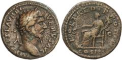 ROMAN COINS: ROMAN EMPIRE Peseta Period Dupondio. 162 a 163 d.C. LUCIO VERO. Anv.: IMP. CAES. L. AVREL. VENVS AVG. Busto a derecha. Rev.: FORT. RED. TR. POT. III COS. II S. C. Fortuna sentada a izquie