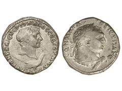 Tetradracma. 98-117 d.C. TRAJANO. TIRO. FENICIA. Anv.: Busto de Trajano a derecha, debajo águila y clava, alrededor leyenda. Rev.: Busto de Melqart laureado a derecha, alrededor leyenda. 14,40 grs. AR