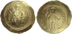 BYZANTINE COINS Byzantine Coins Histamenón Nomisma. 1057-1059 d.C. ISAAC I COMENO. CONSTANTINOPLA. Anv.: Cristo entronizado de frente. Rev.: Isaac I en pie de frente con lábaro y espada. 4,39 grs. AU.