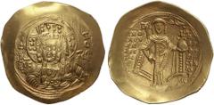 BYZANTINE COINS Byzantine Coins Hyperpyron. 1143-1180 d.C. MANUEL I COMENO. CONSTANTINOPLA. Anv.: Busto de Cristo de frente entre IC - XC. Rev.: Manuel de pie con lábaro y globo crucífero. 4,41 grs. A