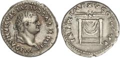 ROMAN COINS: ROMAN EMPIRE Roman Coins Denario. 80 d.C. TITO. Anv.: IMP. TITVS CAES. VESPASIAN. AVG. P.M. Cabeza laureada a derecha. Rev.: TR. P. IX. IMP. XV. COS. VIII. P. P. Rayo sobre mesa. 3,43 grs