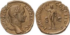 ROMAN COINS: ROMAN EMPIRE Roman Coins Sestercio. 230 d.C. ALEJANDRO SEVERO. Anv.: IMP. SEV. ALEXANDER. AVG. Busto laureada a derecha. Rev.: P. M. TR. P. VIII COS. III P. P. S. C. Sol radiado en pie a 