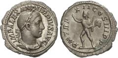 ROMAN COINS: ROMAN EMPIRE Roman Coins Denario. 231-235 d.C. ALEJANDRO SEVERO. Anv.: IMP. ALEXANDER PIVS AVG. Busto laureado a derecha. Rev.: P. M. TR. P. XII. COS. III. P. P. Sol andando a izquierda. 