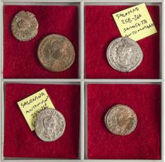 ROMAN COINS: ROMAN EMPIRE LOTS Roman Coins Lote 5 monedas Antoniniano y Follis. SALONINO, SALONINA, TEODOSIO I (2) y EUDOXIA. AE y Ve. Diferentes, Los antoninianos de Salonino y Salonina con plaeado o