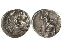 Tetradracma. 279-168 a.C. AITOLIA. Anv.: Cabeza de Hércules con piel de león a derecha. Rev.: Amazona sentada a derecha, sobre escudos galos, con lanza y espada. 17 grs. AR. RARA. Se-2317 var. MBC+.