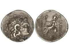 Tetradracma. II siglo a.C. LISÍMACO. BIZANCIO. Anv.: Cabeza de Alejandro Magno a derecha con el cuerno de Amón. Rev.: Atenea sentada a izquierda sosteniendo a Nike, alrededor monograma y leyenda. 16,4