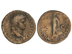 Dupondio. Acuñada el 54-55 d.C. NERÓN. Anv.: IMP. NERO CAESAR AVG. P. MAX. TR. P. P. P. Cabeza laureada a derecha. Rev.: VICTOR(IA) AVGVSTI. Victoria a izquierda. 10,79 grs. AE. (Limpiada). C-343. MBC