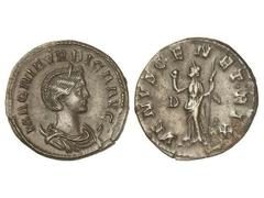 ROMAN COINS: ROMAN EMPIRE Antoniniano. Acuñada el 283-285 d.C. MAGNIA URBICA. Anv.: MAGNIA VRBICA AVG. Busto diademado a derecha sobre creciente. Rev.: VENVS GENETRIX. Venus en pie a izquierda con cet