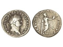 ROMAN COINS: ROMAN EMPIRE Denario. Acuñada el 79-81 d.C. TITO. Anv.: IMP. TITVS CAES. VESPASIAN. AVG. P. M. Cabeza laureada a derecha. Rev.: TR. P. VIIII IMP. XIIII COS. VII P. P. Venus en pie a derec