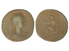 ROMAN COINS: ROMAN EMPIRE Sestercio. Acuñada 222-235 d.C. ORBIANA. Anv.: SALL. BARBIA ORBINA AVG. Busto diademado a derecha. Rev.: CONCORDIA AVGVSTORVM S. C. Concordia sentada a izquierda con pátera y