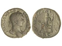 ROMAN COINS: ROMAN EMPIRE Sestercio. Acuñada el 222-231 d.C. ALEJANDRO SEVERO. Anv.: IMP. SEV. ALEXANDER AVG. Busto laureado a derecha. Rev.: IVSTITIA AVGVSTI S. C. Justicia sentada a izquierda con pá