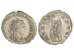 ROMAN COINS: ROMAN EMPIRE Antoniniano. Acuñada el 253 d.C. EMILIANO. Anv.: IMP. AEMILIANVS PIVS FEL. AVG. Busto radiado a derecha. Rev.: MARTI PROPVGT. Marte en pie a izquierda con lanza y escudo. 3,4