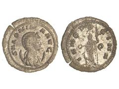 ROMAN COINS: ROMAN EMPIRE Antoniniano. 254 d.C. SALONINA. Anv.: IVNO REGINA. Juno en pie a izquierda con cetro y pátera. 3,72 grs. Ve. Casi todo el plateado original. V-60. MBC.