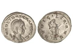 ROMAN COINS: ROMAN EMPIRE Antoniniano. Acuñada el 249-251 d.C. HERENNIA ETRUSCILLA. Rev.: PVDICITIA AVG. Pudibundez en pie a izquierda con cetro. 3,81 grs. AR. C-17. EBC-.