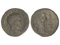 Dupondio. Acuñada el 210-213 d.C. CARACALLA. Anv.: ANTONINVS PIVS AVG. BRIT. Cabeza radiada a derecha. Rev.: PROVIDEN(TIAE) (...). Providencia en pie a izquierda, globo a sus pies. 10,90 grs. AE. Páti