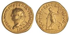 ROMAN COINS: ROMAN EMPIRE Áureo. Acuñada el 79 d.C. TITO. Anv.: IMP. TITVS CAES. VESPASIAN. AVG. P.M. Cabeza laureada de Tito a izquierda. Rev.: TR. P. VIIII IMP. XV COS. VII P. P. Venus en pie a dere
