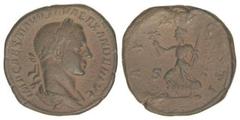 ROMAN COINS: ROMAN EMPIRE Sestercio. Acuñada el 222-231 d.C. ALEJANDRO SEVERO. Anv.: IMP. CAES. M. AVR. SEV. ALEXANDER AVG. Busto laureado a derecha. Rev.: PAX AVGVSTI S. C. Paz en marcha a izquierda.