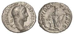 ROMAN COINS: ROMAN EMPIRE Denario. Acuñada el 231-235 d.C. ALEJANDRO SEVERO. Anv.: IMP. ALEXANDER PIVS AVG. Busto laureado a derecha. Rev.: PROVIDENTIA AVG. Annona en pie a izquierda con espigas y anc