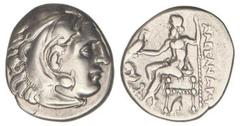 GREEK COINS Dracma. 336-323 a.C. ALEJANDRO MAGNO. TRACIA. Anv.: Cabeza de Hércules con piel de león a derecha. Rev.: Zeus entronizado a izquierda, detrás leyenda. 4,14 grs. AR. Müller-390 sim. MBC+.