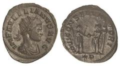 ROMAN COINS: ROMAN EMPIRE Antoniniano. Acuñada el 270-275 d.C. AURELIANO. SISCIA. Rev.: IOVI CONSERVATORI. Aureliano en pie a derecha con cetro, recibiendo un globo de Júpiter. 3,46 grs. Ve. C-113. MB