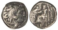 GREEK COINS Dracma. 336-323 a.C. ALEJANDRO MAGNO. NAGIDUS. Anv.: Cabeza de Hércules con piel de león a derecha. Rev.: Zeus entronizado a izquierda, detrás leyenda, delante N. 2,94 grs. AR. Müller-1332