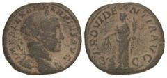 ROMAN COINS: ROMAN EMPIRE Sestercio. Acuñada el 231-2356 d.C. ALEJANDRO SEVERO. Anv.: IMP. ALEXANDER PIVS AVG. Busto laureado a derecha. Rev.: PROVIDENTIA AVG. S. C. Providencia en pie a izquierda con