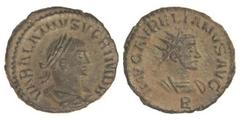 ROMAN COINS: ROMAN EMPIRE Antoniniano. Acuñada el 270-272 d.C. AURELIANO y VABALATO. Anv.: VABALATHVS V. C. R. IM. D. R. Busto laureado de Vabalato a derecha. Rev.: IMP. C. AVRELIANVS AVG. Busto radia