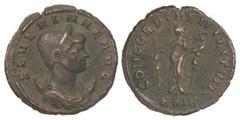 ROMAN COINS: ROMAN EMPIRE Antoniniano. Acuñada el 270-275 d.C. SEVERINA. Rev.: CONCORDIAE MILITVM. Concordia en pie a izquierda con dos estandartes. 4,33 grs. AE. C-7. MBC+.