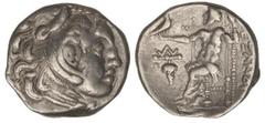 GREEK COINS Dracma. 336-323 a.C. ALEJANDRO MAGNO. MACEDONIA. Anv.: Cabeza de Hércules con piel de león a derecha. Rev.: Zeus entronizado a izquierda, detrás leyenda, delante símbolo. 4,25 grs. AR. Se-
