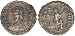 ROMAN COINS: ROMAN EMPIRE Denario. Acuñada el 212 d.C. PLAUTILLA. Anv.: PLAVTILLA AVGVSTA. Busto a derecha. Rev.: VENVS VICTRIX. Venus en pie a izquierda con palma y manzana, a sus pies Cupido. 3,36 g